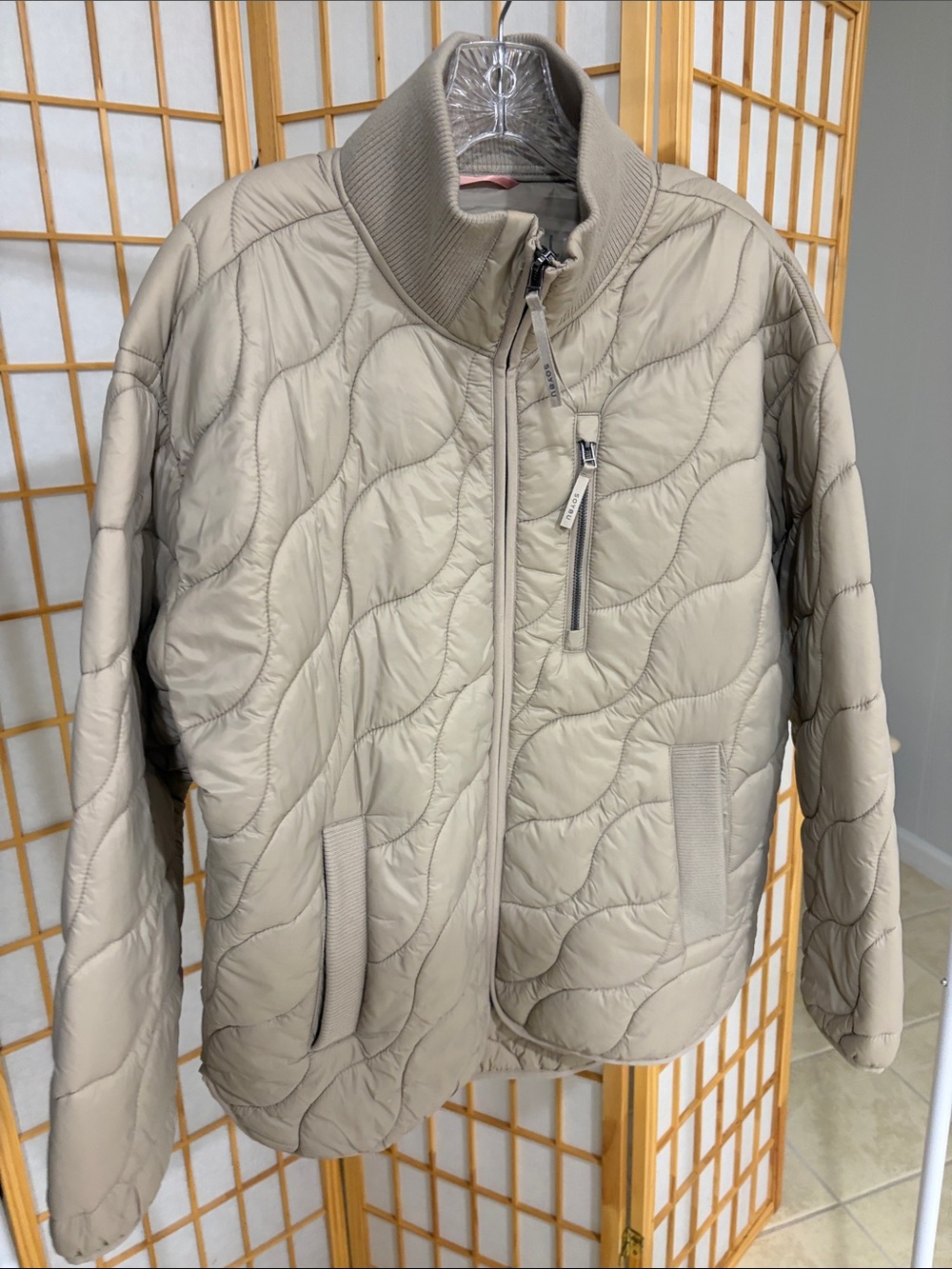 Soybu Men's Quilted Puffer Jacket in Light Taupe